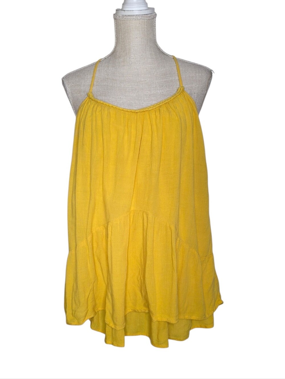 Zara Yellow Ruffle Layered Flowy Strappy Top